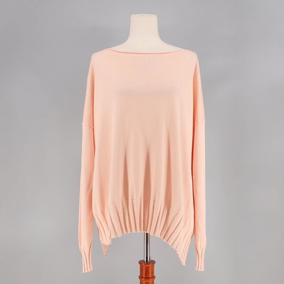 PLANET BY LAUREN G Pima Cotton Boatneck Rib Sweater Pale Coral OS - Picture 1 of 8